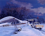 "Super Cub's Day Off" - Burt Mader - Piper PA-18-150 Super Cub Aviation Art